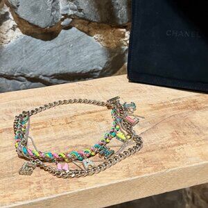 Chanel SS17 Cuba Multicolour PVC Strass Chain Link Logo Necklace